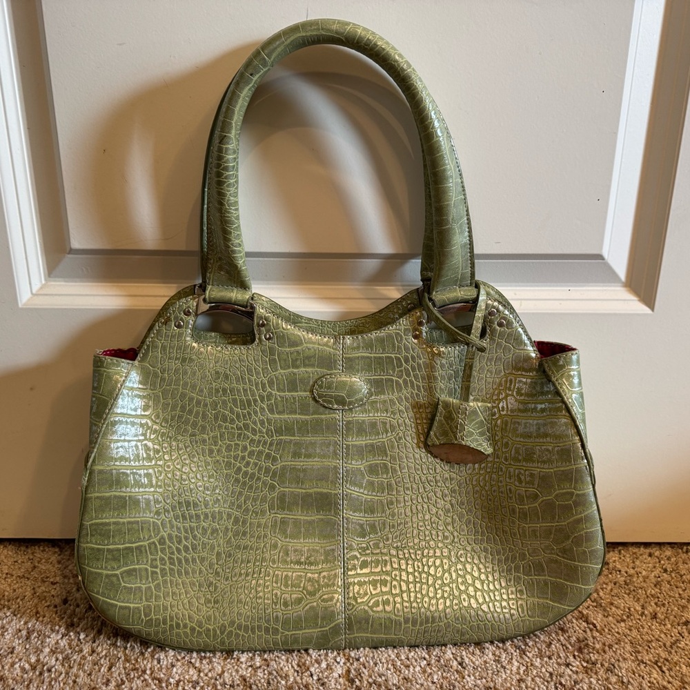 Elegant Green Crocodile-Embossed Women's Bag